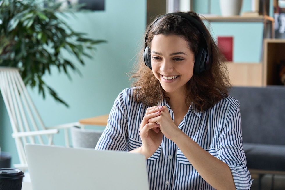 Girl Listening to Podcast