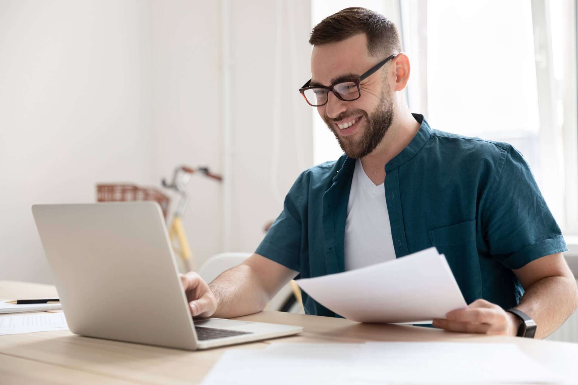 Happy Student Using Laptop